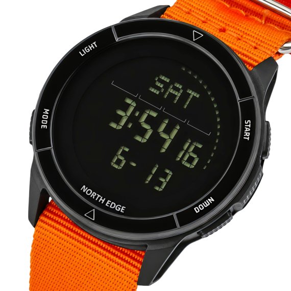 Мужские часы North Edge Alps Special Orange с компасом, 2 ремешка - фото №1
