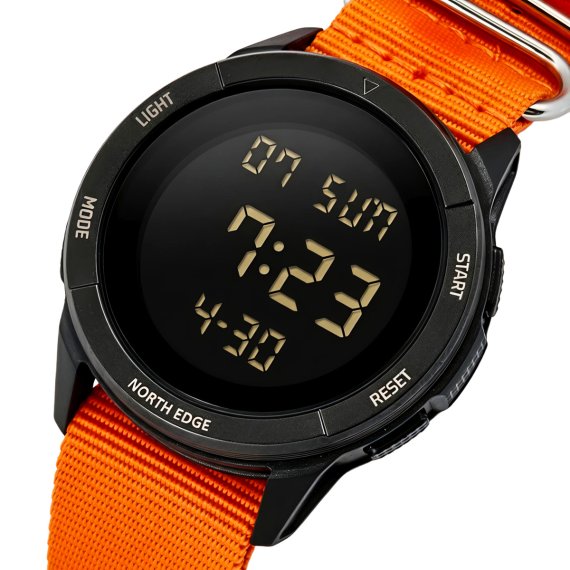 Мужские часы North Edge Terrax Special Orange с компасом, 2 ремешка - фото №1