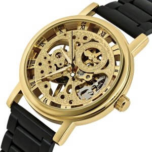 Чоловічі годинники Winner Gold Metal Black, 2 ремінці