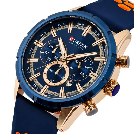 Мужские часы Curren Wild Lava Blue, 2 ремешка - фото №1