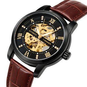 Чоловічі годинники Winner Triumph Leather Brown, 2 ремінці