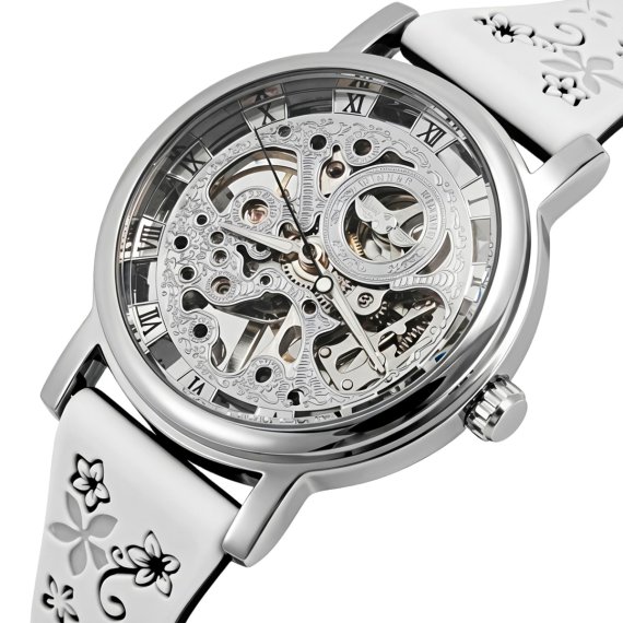 Женские часы Winner Silver White Flower, 2 ремешка - фото №1