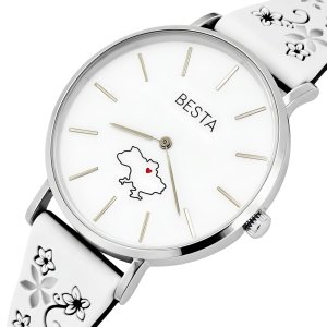Женские часы Besta Love UA White Flower, 2 ремешка