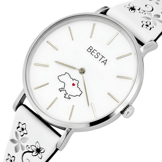 Женские часы Besta Love UA White Flower, 2 ремешка - фото №1