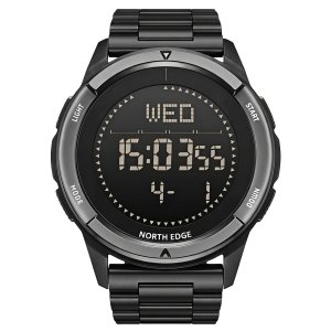 Мужские часы North Edge Alps Stainless Black с компасом, 2 ремешка