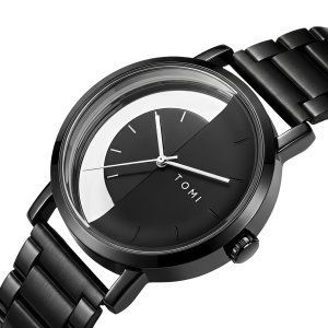 Кварцевые часы Tomi Gentleman Steel Black, 2 ремешка