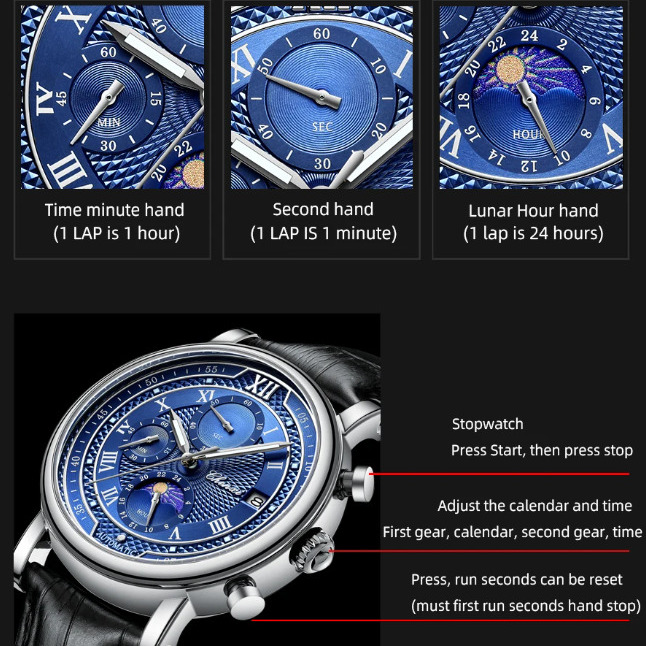 Chenxi Patek Steel Black, 2 ремінці — фото 4