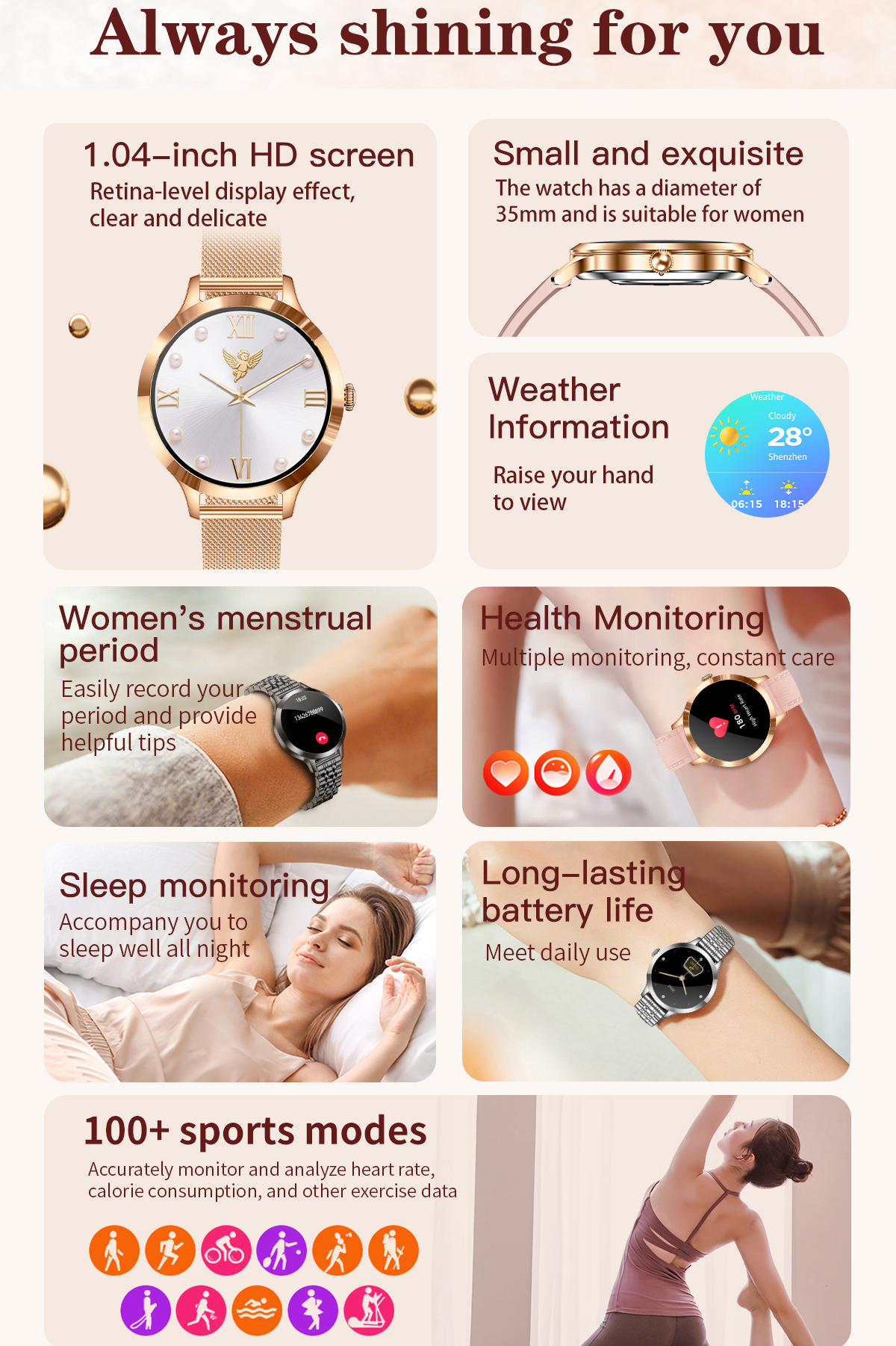 Умные смарт часы Smart Vip Lady Butterfly Gold