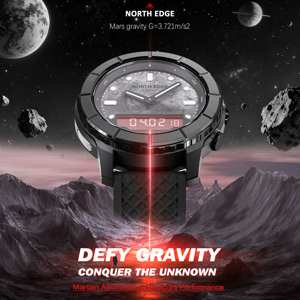 Чоловічий водостійкий тактичний годинник North Edge Tharsis з компасом