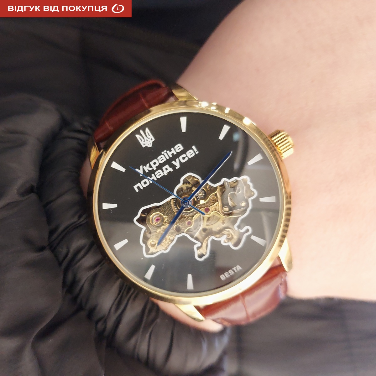 Besta Skeleton Gold Black Dial — фото 7