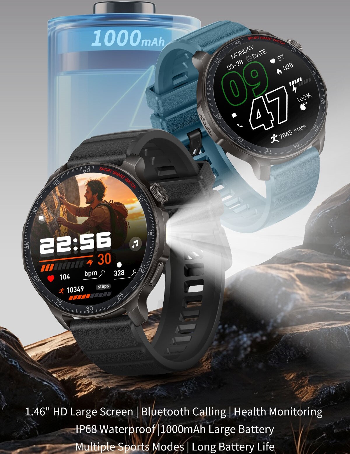 Розумний смарт годинник Smart Colorado Nylon Black, 2 ремінці