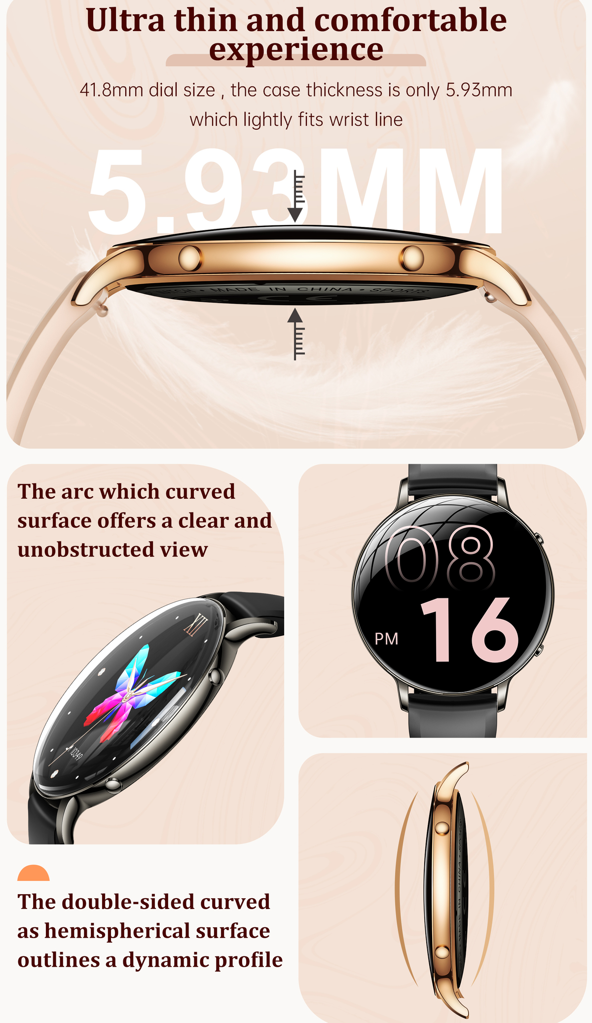 Умные смарт часы Smart Rose с фонариком, 2 ремешка
