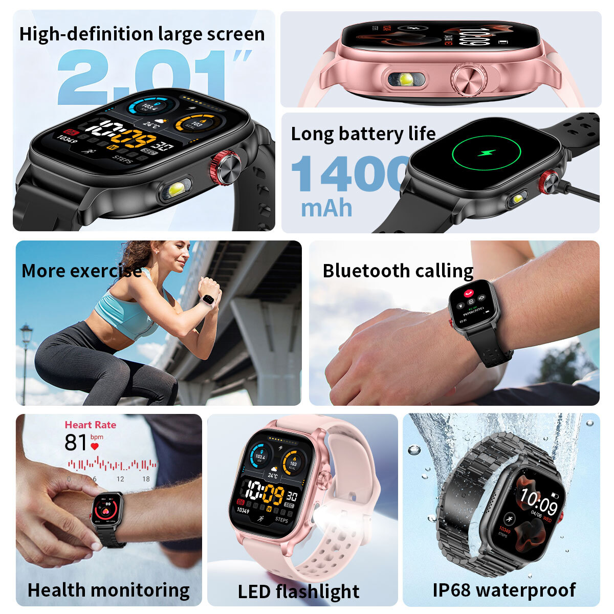 Умные смарт часы Smart Energy Rubber Black, 2 ремешка