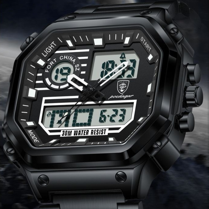 Мужские тактические часы Poedagar Dual Black