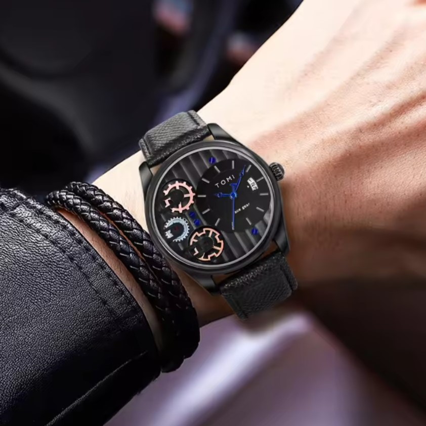 Мужские часы Tomi Gear Black, 2 ремешка