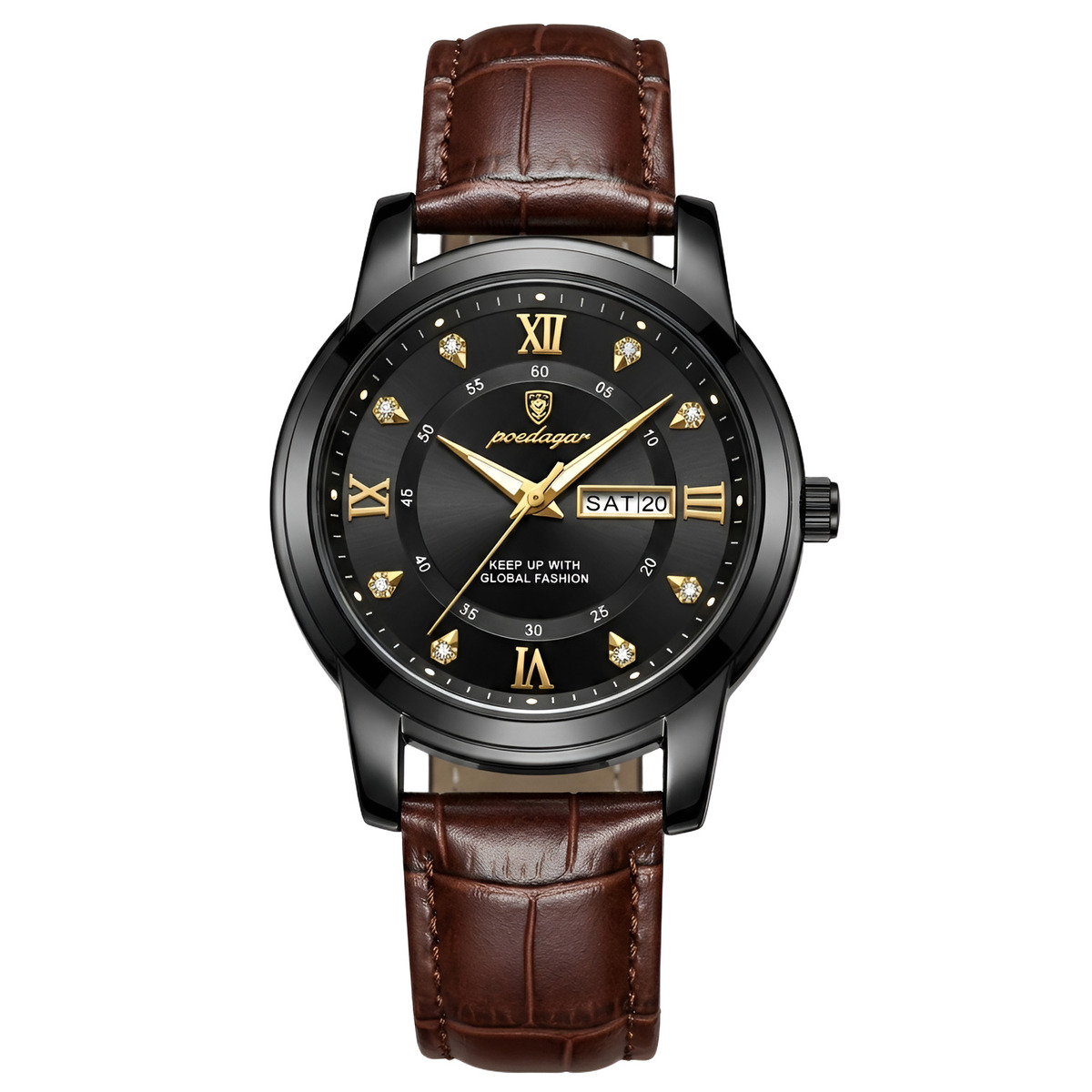 Poedagar Unique Men Black Leather, 2 ремінці — фото 2